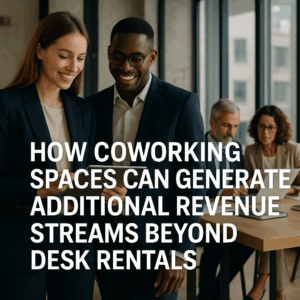Coworking space with multiple income streams including events, merchandise, and remote workstations