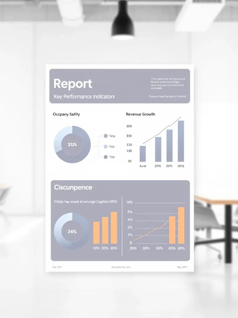 A visually appealing report template showing key performance indicators (KPIs) for a coworking space, such as occupancy rates and revenue growth.